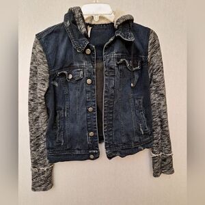 Free People Denim & knit hooded jacket‎